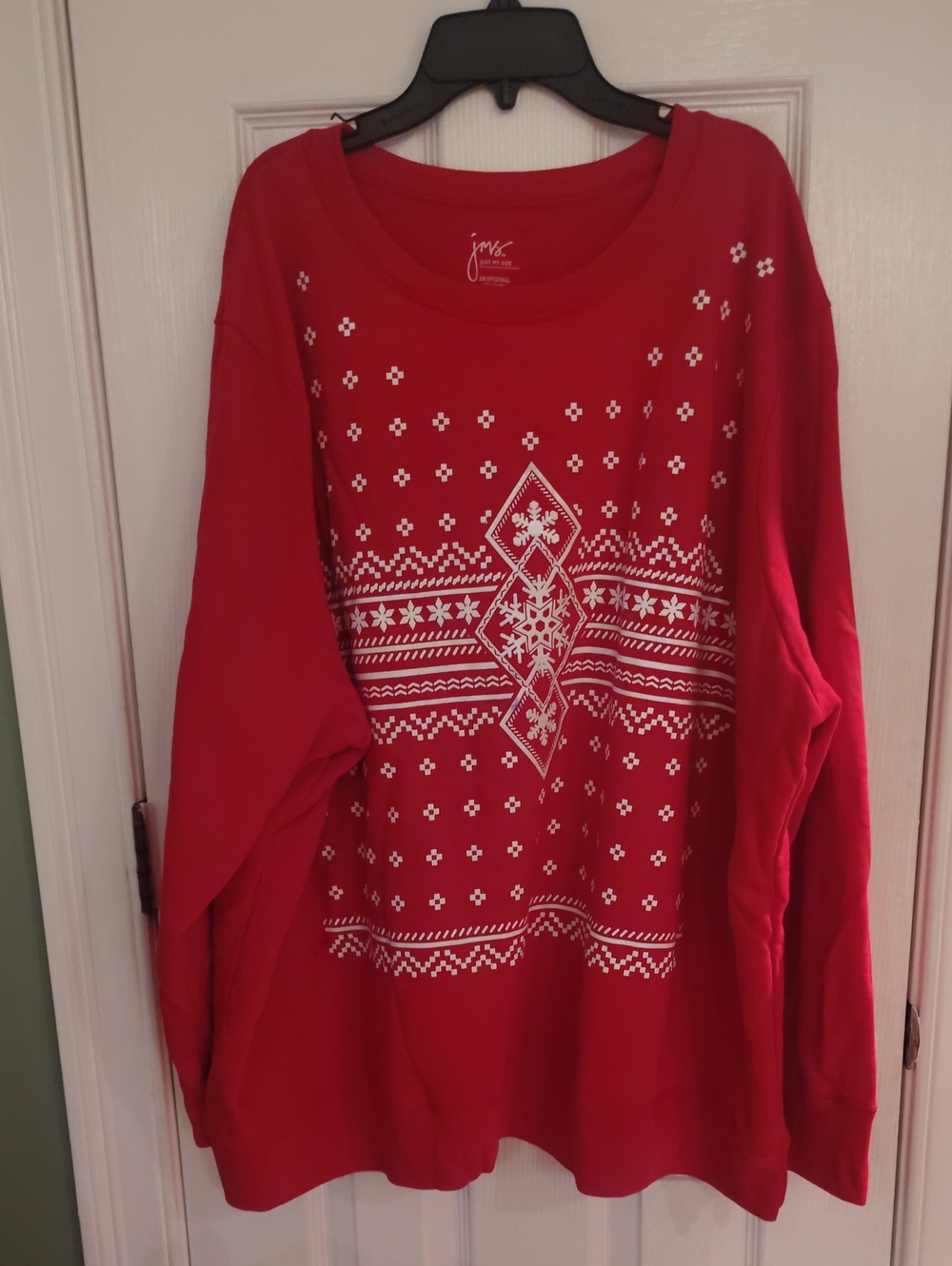 Just My Size Red Crewneck Fair Isle Sweater